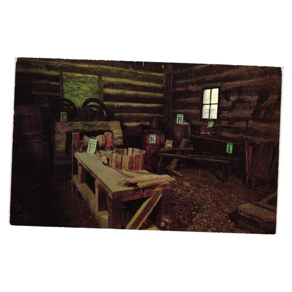 Interior Of Onstots Cooper Shop Postcard Lincolns New Salem IL Historical View - Picture 1 of 2